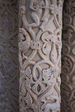 Monreale, İtalya - 11 Eylül 2018 : Monreale katedral manastırının detayları