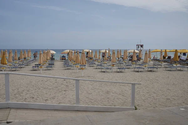 Mondello Italien September 2018 Blick Auf Die Umkleidekabinen Des Beach — Stockfoto