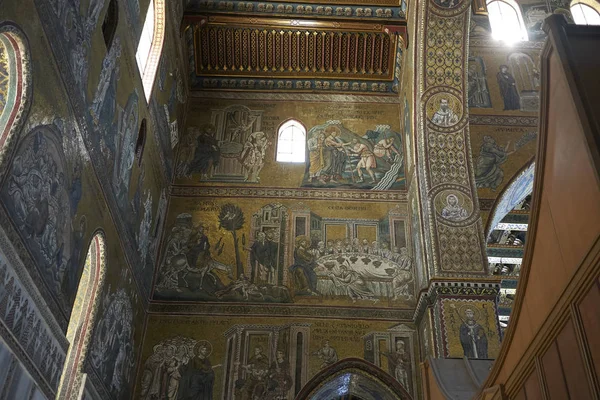 Monreale Italia Septiembre 2018 Mosaicos Estilo Bizantino Catedral Monreale — Foto de Stock