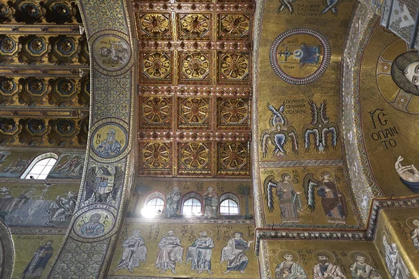 Monreale Włochy Września 2018 Widok Monreale Katedra Sufit — Zdjęcie stockowe