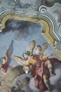 Palermo, İtalya - 08 Eylül 2018 : Palazzo Butera tavan ı görünümü