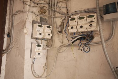 Palermo, Italy - September 06, 2018 : Electricity meters clipart