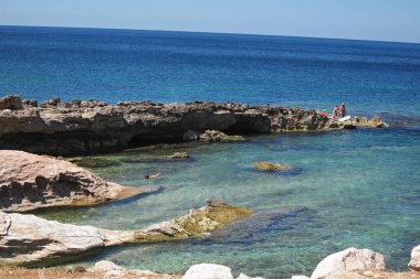 San Vito Lo Capo, Sicilya - 31 Ağustos 2011: isulidda plajının manzarası