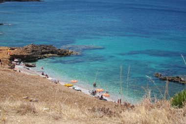 San Vito Lo Capo, Sicilya - 31 Ağustos 2011: isulidda plajının manzarası