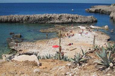 San Vito Lo Capo, Sicilya - 31 Ağustos 2011: isulidda beac görünümü
