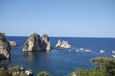 Scopello, İtalya - 04 Eylül 2018 : Tonnara di Scopello görünümü