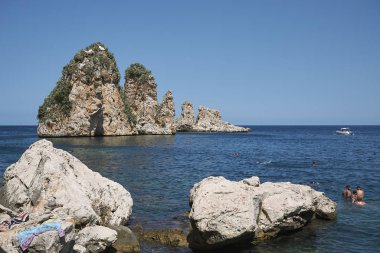 Scopello, İtalya - 04 Eylül 2018 : Tonnara di Scopello görünümü