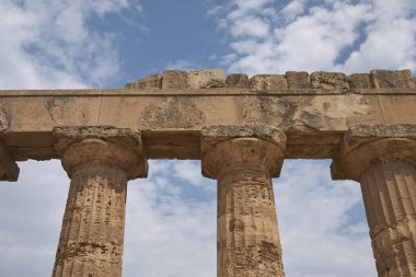 Selinunte, İtalya - 02 Eylül 2018: Hera Tapınağı'nın Görünümü (Tapınak E)