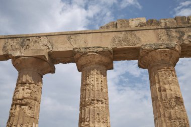 Selinunte, İtalya - 02 Eylül 2018: Hera Tapınağı'nın Görünümü (Tapınak E)