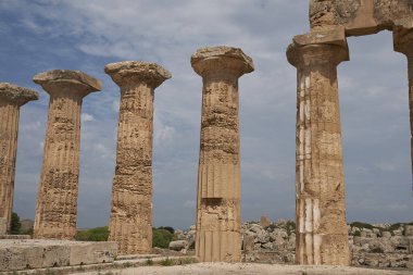 Selinunte, İtalya - 02 Eylül 2018: Hera Tapınağı'nın Görünümü (Tapınak E)