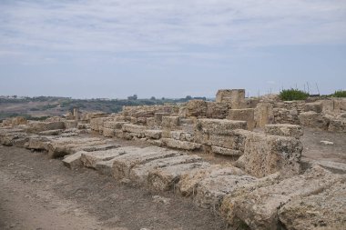 Selinunte, İtalya - 02 Eylül 2018: Akropolis'in Kuzey bloğu görünümü