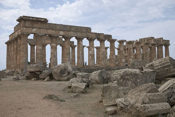 Selinunte Włochy Września 2018 Widok Świątynię Hery Temple Świątyni Zeus — Zdjęcie stockowe