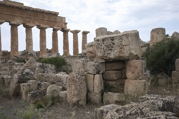 Selinunte Talya Eylül 2018 Apollon Tapınağının Görünümü Tapınağı — Stok fotoğraf