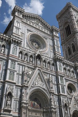 Firenze, İtalya - 21 Haziran 2018 : Floransa Katedrali (Cattedrale di Santa Maria del Fiore) ve Giotto çan kulesi manzarası