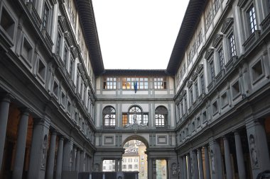 Floransa, İtalya - 27 Şubat 2019 : Uffizi Galerisi Görünümü 