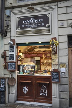 Floransa, İtalya - 01 Mart 2019 : Toskana sandviç dükkanı nın görünümü