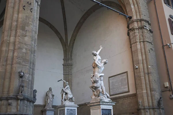 Florencia Italia Febrero 2019 Estatuas Loggia Dei Lanzi — Foto de Stock