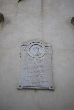 Citta di Castello, İtalya - 23 Ağustos 2018 : Luigi Soleri anıt plaketi