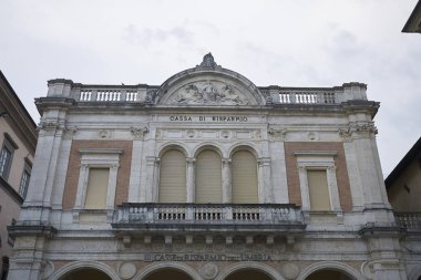 Citta di Castello, İtalya - 23 Ağustos 2018 : Cassa di Risparmio'nun Palazzo'su