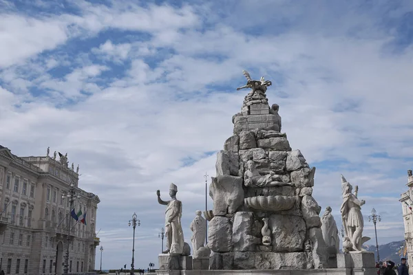 Trieste Olaszország Március 2018 Kilátás Fontana Dei Quattro Continenti — Stock Fotó