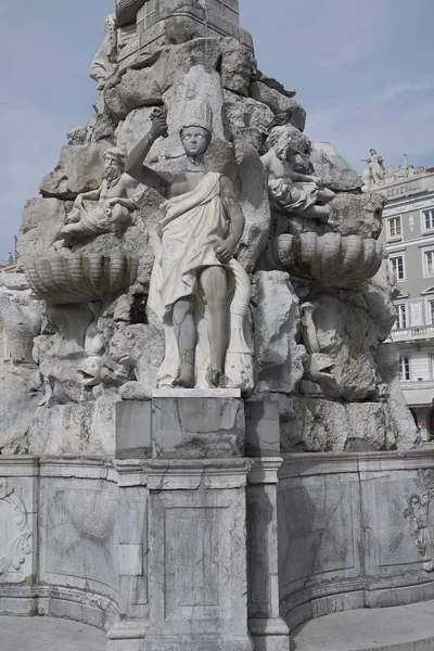 Trieste Marzo 2018 Veduta Della Fontana Dei Quattro Continenti — Foto Stock