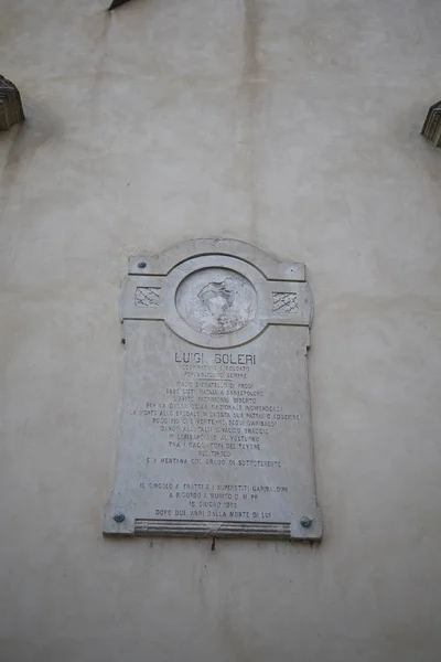 Citta Castello Itália Agosto 2018 Placa Memorial Luigi Soleri — Fotografia de Stock