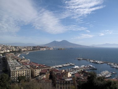 Napoli, İtalya - 31 Aralık 2009: Napoli Körfezi Manzarası