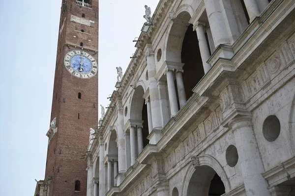 Vicenza Italia Mayo 2018 Vista Basílica Palladiana Torre Bissara — Foto de Stock