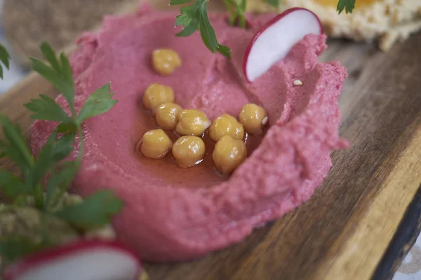 Hummus Surtido Como Aperitivo —  Fotos de Stock