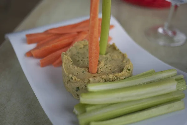 Hummus Crudita Garbanzos —  Fotos de Stock