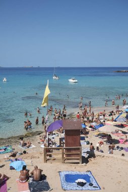 İbiza, İspanya - 03 Eylül 2019: Platges de Comte manzarası