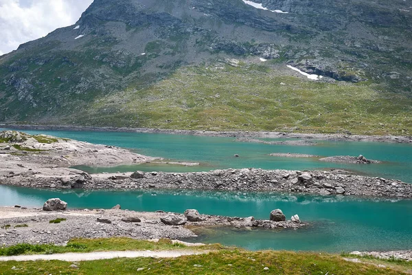 Vista Lago Bianco Lago Nero Passo Bernina — Fotografia de Stock