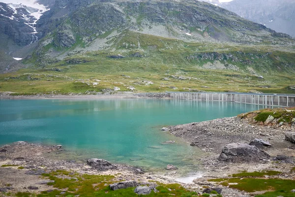 Vista Lago Bianco Lago Nero Passo Bernina — Fotografia de Stock