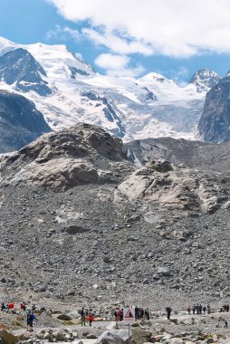 Morteratsch, İsviçre - 22 Temmuz 2020: Morteratsch Buzul Yolu