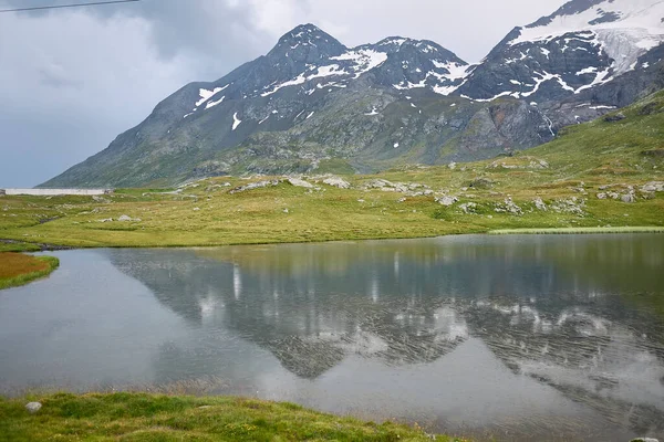 Vista Lago Nero Passo Bernina — Fotografia de Stock