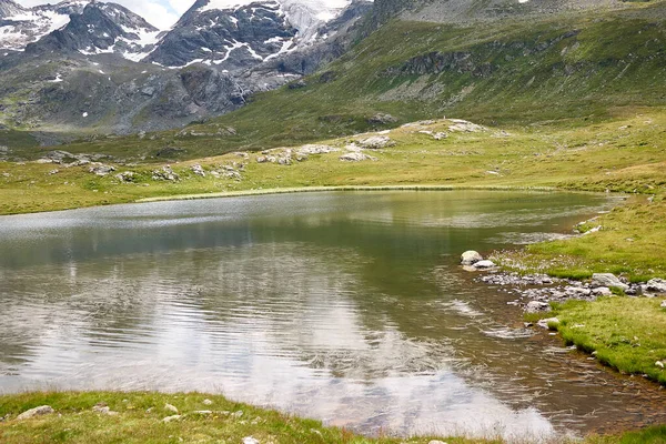 Vista Lago Nero Passo Bernina — Fotografia de Stock
