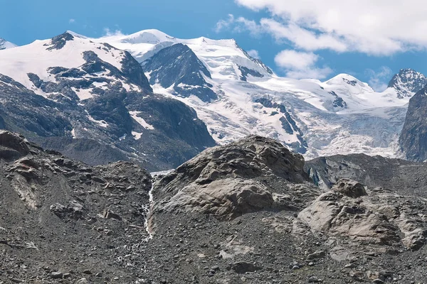 Morteratsch Suisse Juillet 2020 Vue Sentier Glacier Morteratsch Images De Stock Libres De Droits