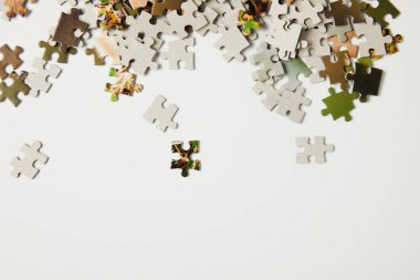jigsaw puzzle parçaları üstten görünüm Grey  