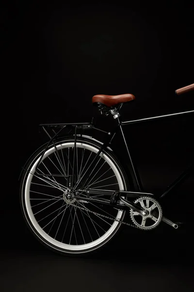 Saddle Wheel Pedals Vintage Bicycle Isolated Black — Stock Photo, Image