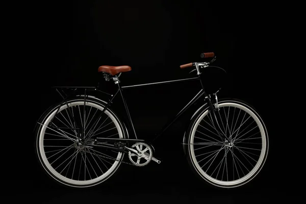 Вид Збоку Класичного Старовинного Велосипеда Ізольовано Чорному — стокове фото