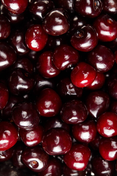 full frame shot of fresh ripe sweet cherries for background