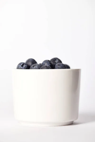 Close View Bowl Blueberries Grey Background — Stock Photo, Image