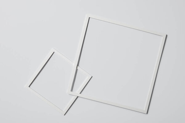 top view of square frames on white surface