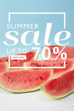 sweet watermelon slices with summer sale and discount symbol clipart