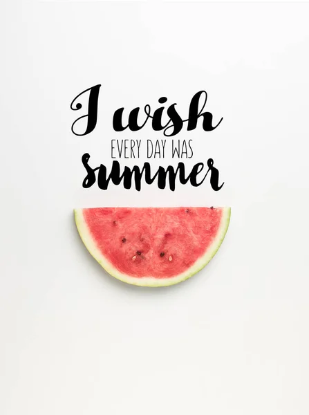 Top View Watermelon Slice Isolated White Wish Every Day Summer — Stock Photo, Image