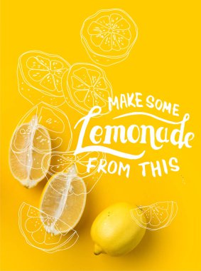 İki yarım limon ve tek sarı ile izole limon 