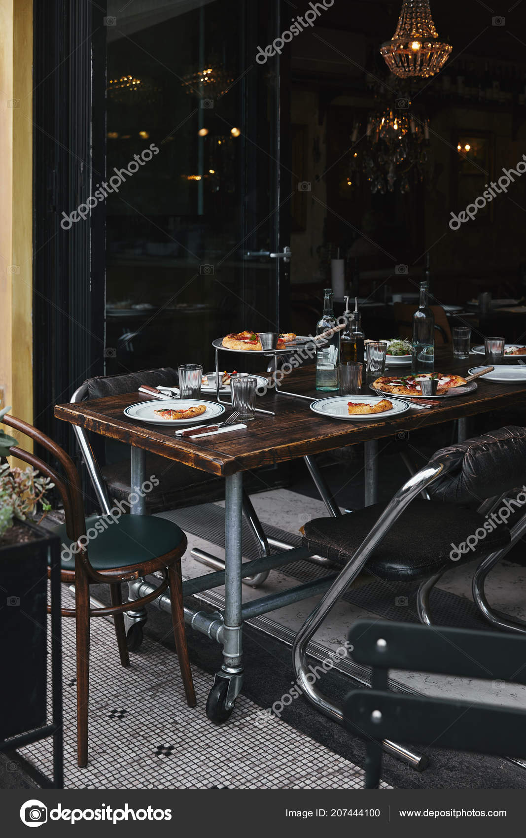 Tasty Meal Rustic Table Modern Restaurant Stock Photo Tasty Meal Rustic Table Modern Restaurant Stock Photo