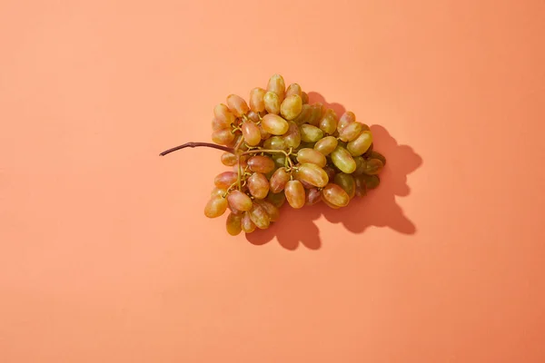 Widok Góry Kilka Świeżych Dojrzałych Słodkich Winogron Czerwonym Tle — Zdjęcie stockowe