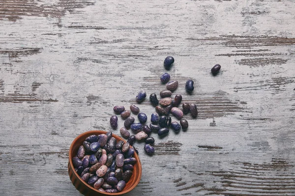 Dry Haricot Beans Bowl Rustic Wooden Table — Stock Photo, Image