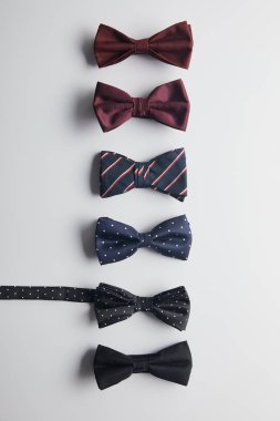 top view of different bow ties isolated on white clipart